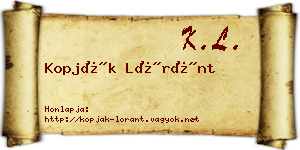Kopják Lóránt névjegykártya